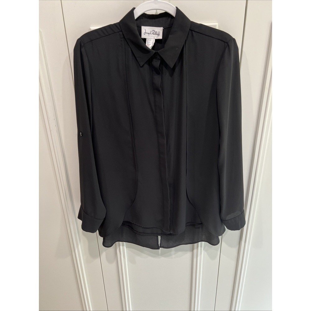 Joseph Ribkoff Women's Black Tunic Blouse Size US 10 Minimalist Lagenlook Artsy
